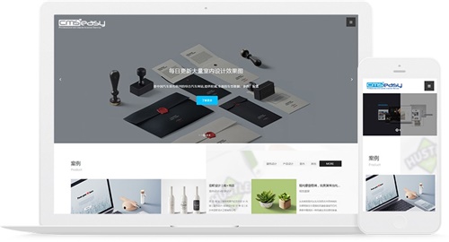 科技网站模板，响应式布局展示产品，用于设计类形象展示。